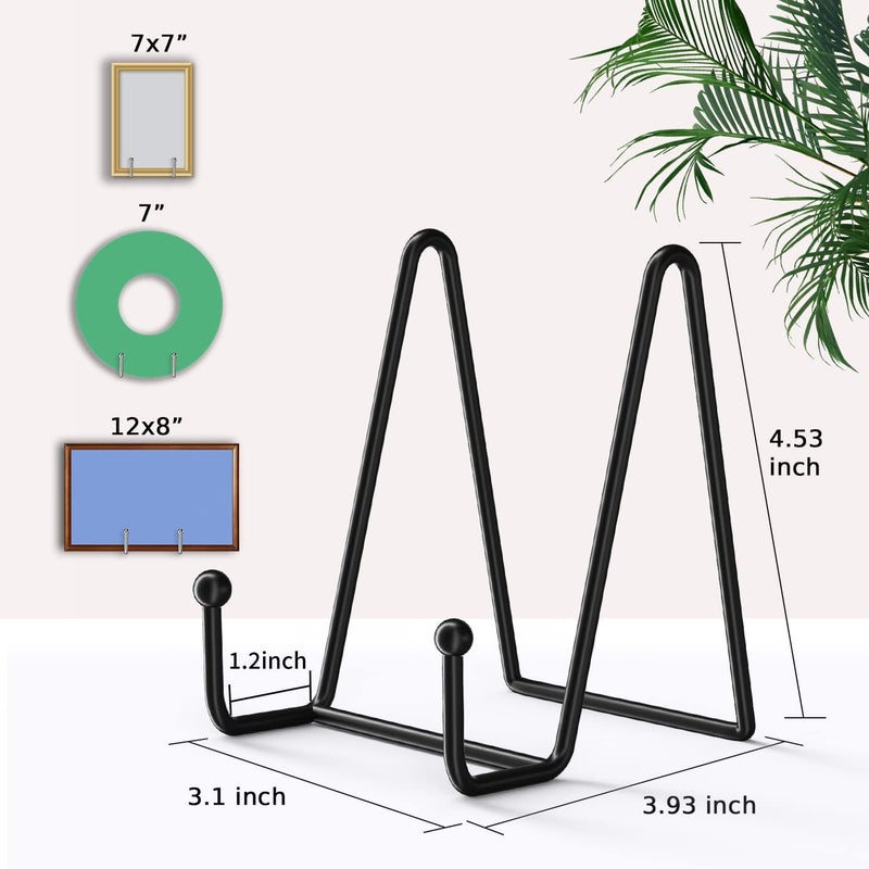 Decolore 4 Pack 4.5 Inch Black Display Stands Metal Plate Holder Display Stands for Picture, Decorative Plate, Book, Photo Easel, Artistic Work - Image 3